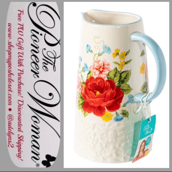 🌺 New Pioneer Woman Sweet Rose Water/Tea/Lemonade Pitcher - Picture 5 of 8